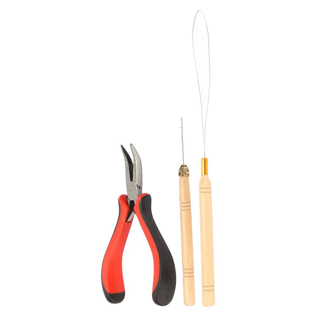 Hair Extension Tool Kit with Silicone Rings Crochet Pulling Hook Portable Hair Styling Kit