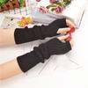 Long Fingerless Gloves Knitted Arm Sleeves Stretchy Arm Cover Thumb Hole Mittens