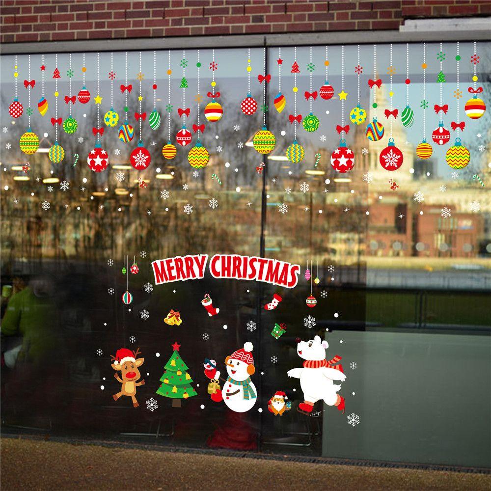 Year Holiday Scene Xmas Decoration Home Decals Christmas Window Stickers Santa Claus Wall Sticker