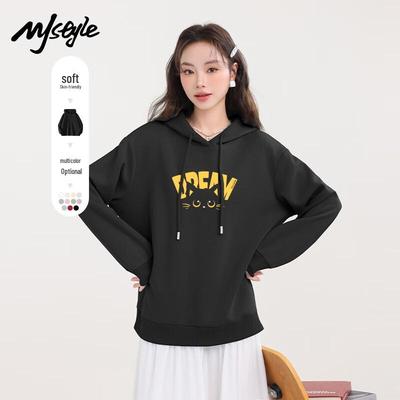 MJ STYLE Damen Lässiges Kapuzen-Sweatshirt mit überschnittenen Schultern