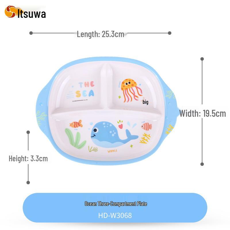 Wuhe Kids' Melamine Cartoon Compartment Tray, Baby Bowl, and Tableware Set