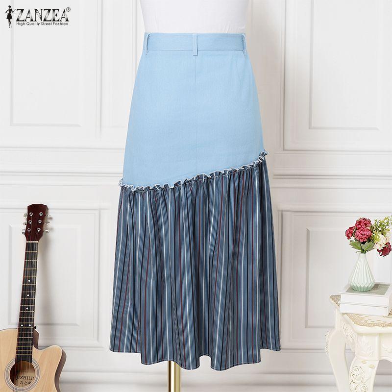 ZANZEA Fuste Midi Largi de Vară Casual pentru Femei