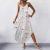 Women's Fashion Casual V-neck Sleeveless  Dresses Print Dresses Beach Long Dresses