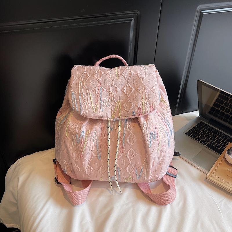 

Корейская легкая и простая женская сумка через плечо с двойным плечевым ремнем, модная контрастная цветная студенческая пасторальная сумка через плечо, большая вместимость, летняя новинка mo Small розовый