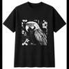 Charcoal Macaw with Flowers Bird Mens T-Shirt Black 100% Cotton Nature Printed