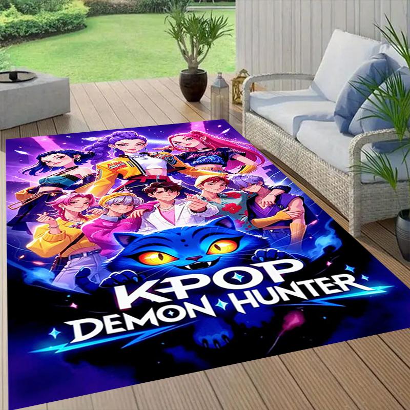 K-Pop Demon Style Crystal Velvet Rug, Soft Anti‑Slip Crystal Velvet Carpet for Living Room Bedroom Home Decor
