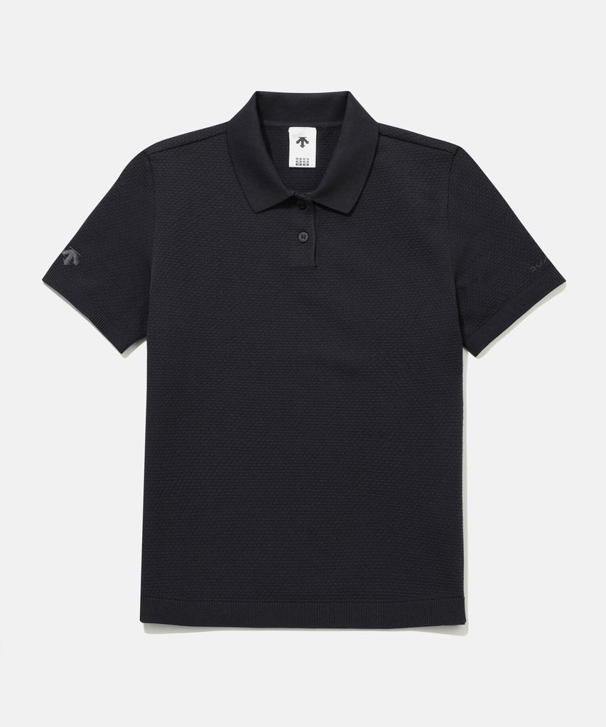 DESCENTE Women'S Dualis Knit Polo Short Sleeve T-Shirt Black Sr122Dps34
