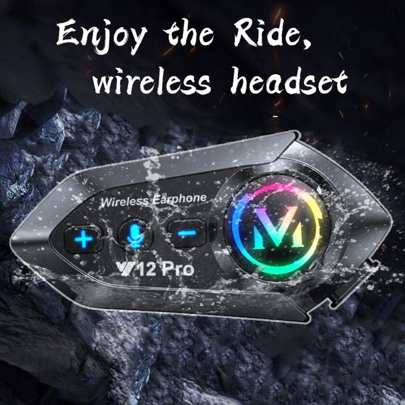 1/2pcs Y12Pro Wireless Bluetooth 5.4 Motorcycle Helmet Intercom Headset Waterproof 300 m Intercomunicador Speaker Earphone