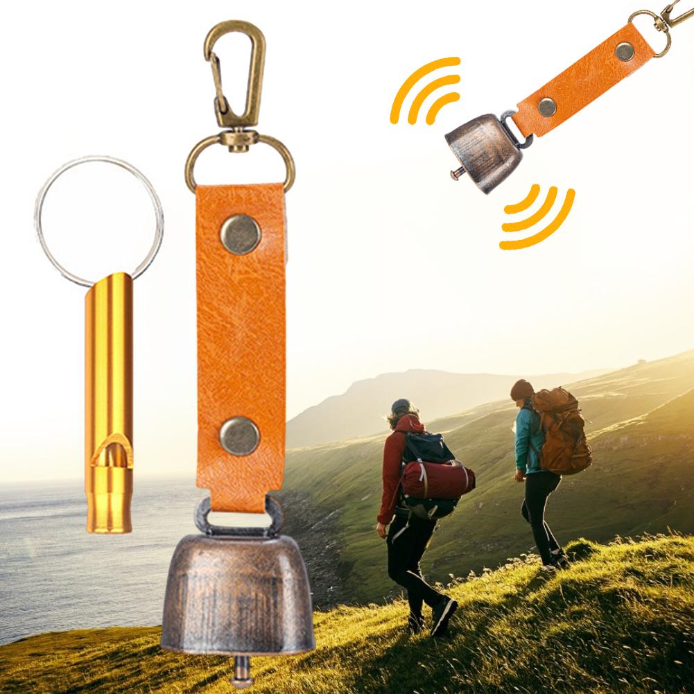 Bear Bell with Emergency Whistle Set with Magnetic Silencer Bear Repelling Bell for Outdoor Camping Survival Hiking Climbing