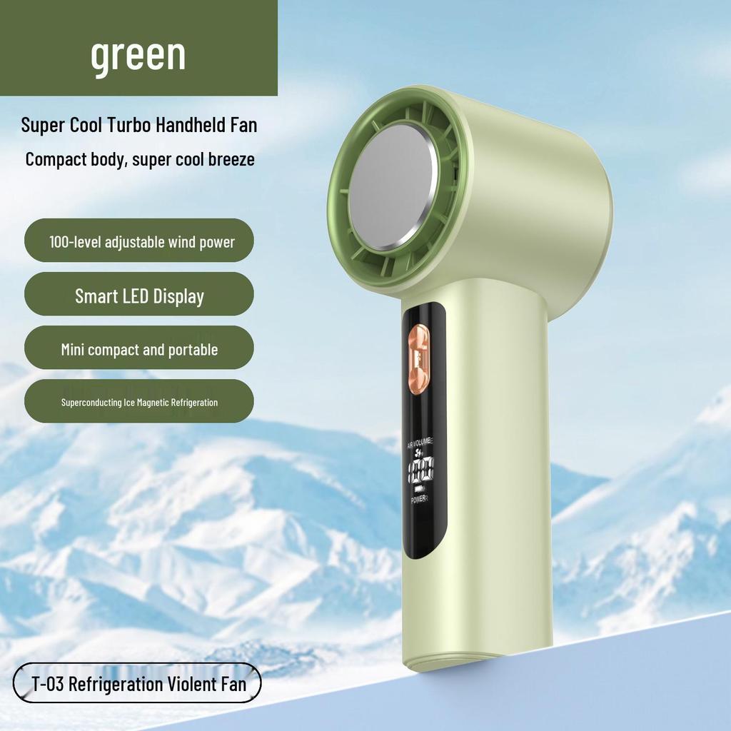 Mini USB Handheld Fan with 100-Speed Digital Display and Cooling Ice Pack