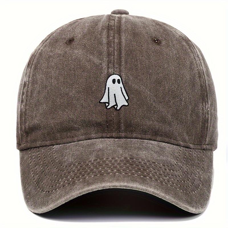 Halloween Embroidered Baseball Hat with Cute Ghost Pattern Simple Style Suitable for Men and Women