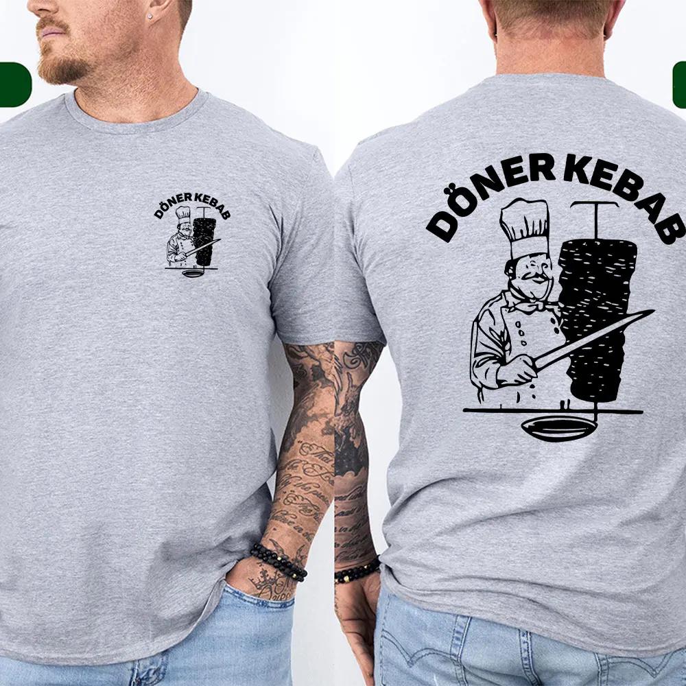 Summer Sporty Men‘sWomen's Doner Kebab Print T-Shirt Short Sleeve Funny Vintage Unisex Top Tees Pure Clothing