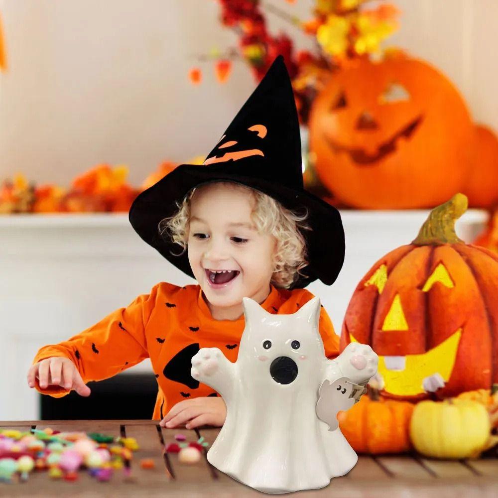 Holding Pumpkin Spooky Figure Prop Ornament Resin Halloween Sculpture  Indoor