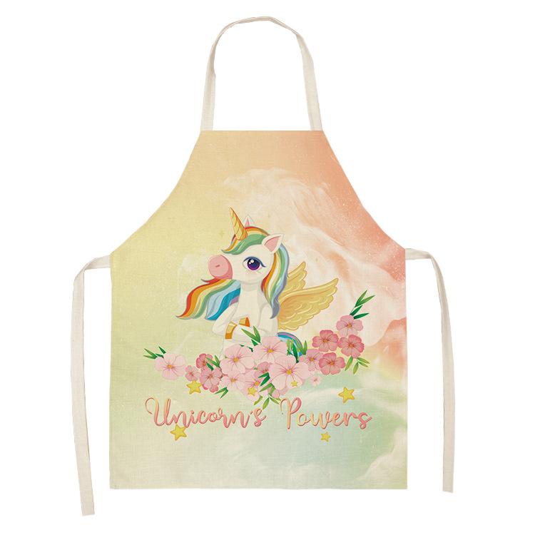 1 peça avental de cozinha desenho animado unicórnio música impressão sem mangas algodão linho avental masculino feminino ferramentas de limpeza doméstica