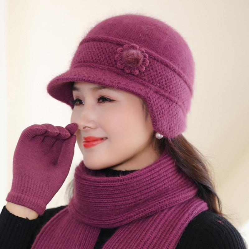 

Шапка для пожилой матери среднего возраста, зимняя кроличья меховая вуаль с плюшевой изоляцией, защита ушей, ветрозащитная шляпа рыбака, модная шляпа бабушки Single hat