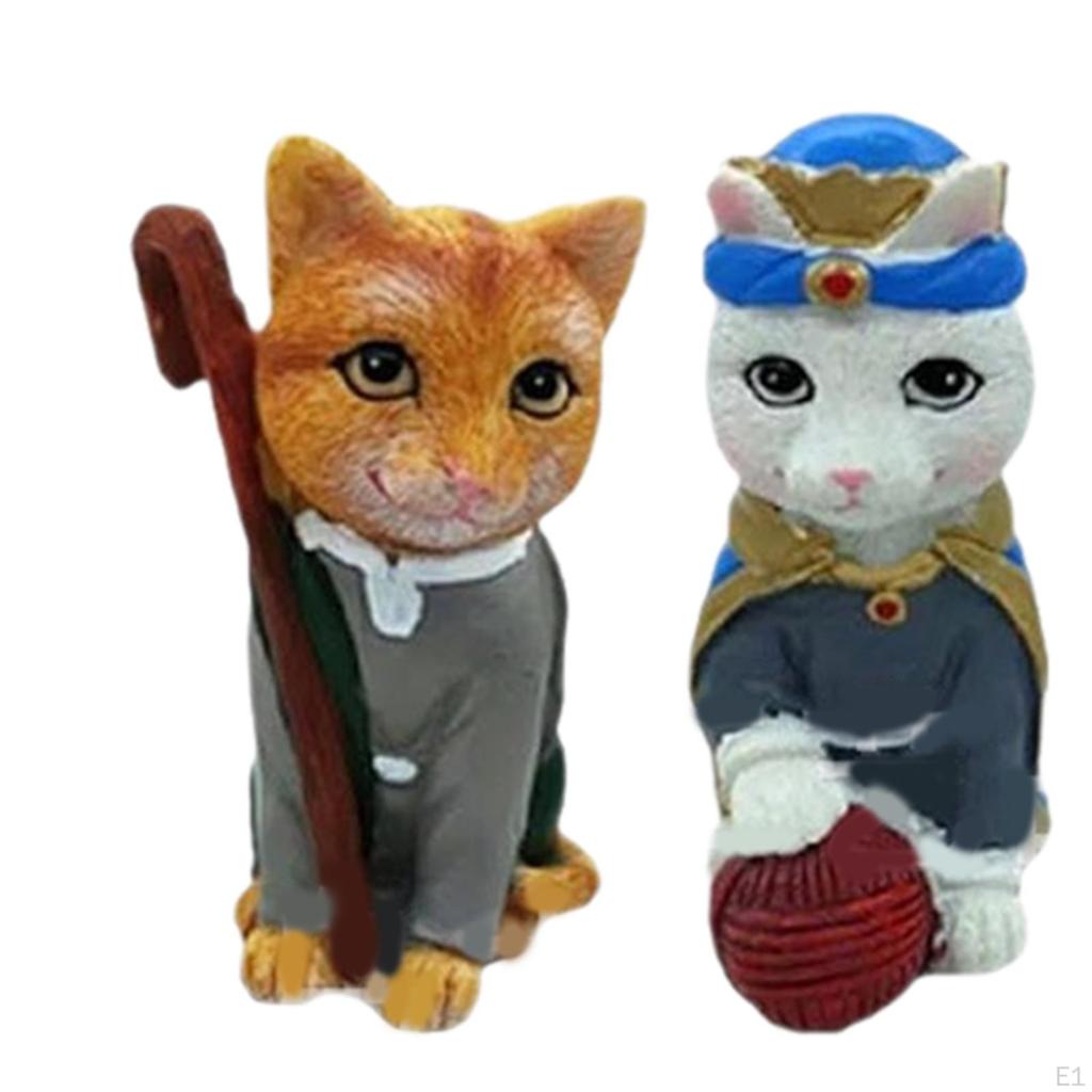 6 Adet Sevimli Kedi Figürleri Heykeller Reçine Hayvan Heykelleri Daire Otel için Masaüstü Süsü