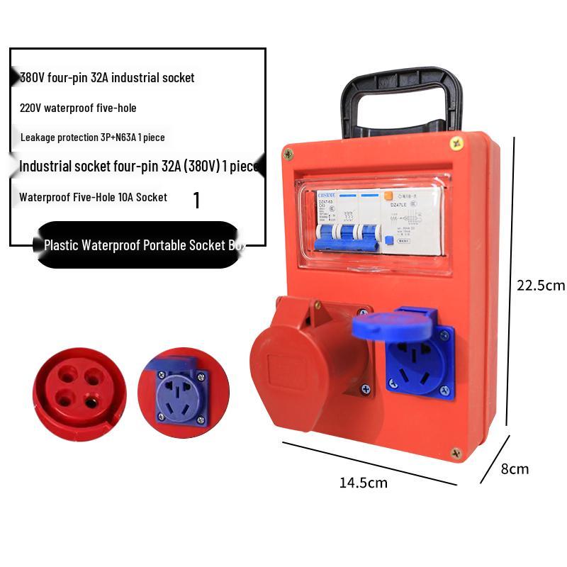 Compact Industrial Power Strip with RCD and Display for Construction Sites