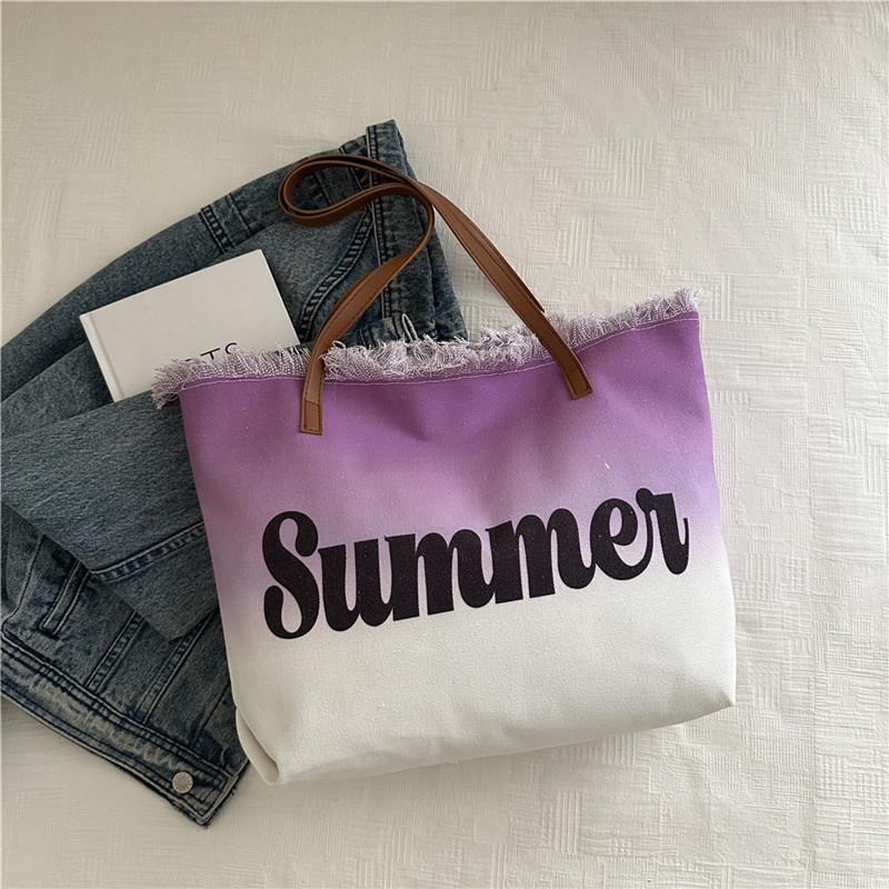 New large-capacity fringed bag beach bag women's shoulder tote bag is now popular casual bag popular women