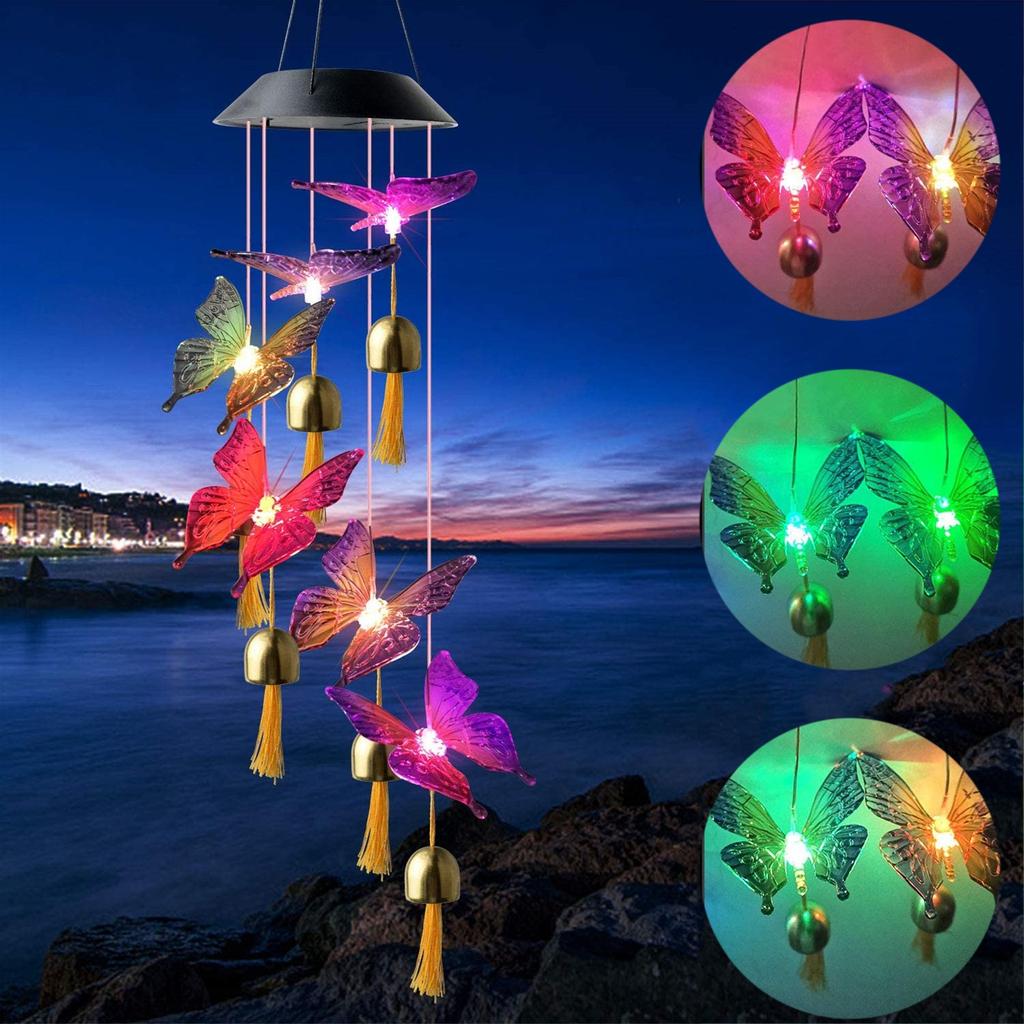 Solar Wind Chime Hanging Ribbon Led Can Change Multiple Colors