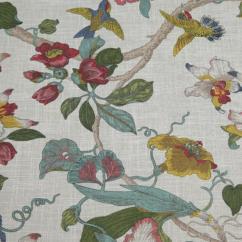 100cm*145cm Chinese Style Linen Fabric Flower And Bird Printed Imitation Cotton Linen Sofa Fabric Diy Cushion Cover Tablecloth