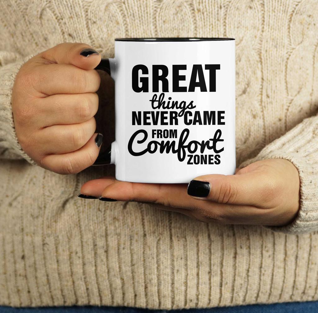 Inkdotpot Great Things Never Came From Comfort Zones 11Oz Ceramic Coffee Mug Inspirational Quotes Gift For Employee Boss Coworkers