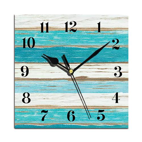 24 Cm Fashion Originality Wooden Square Wall-mounted Clock Quiet Desk Clock for Kitchen Office Living Room Study Dining Room