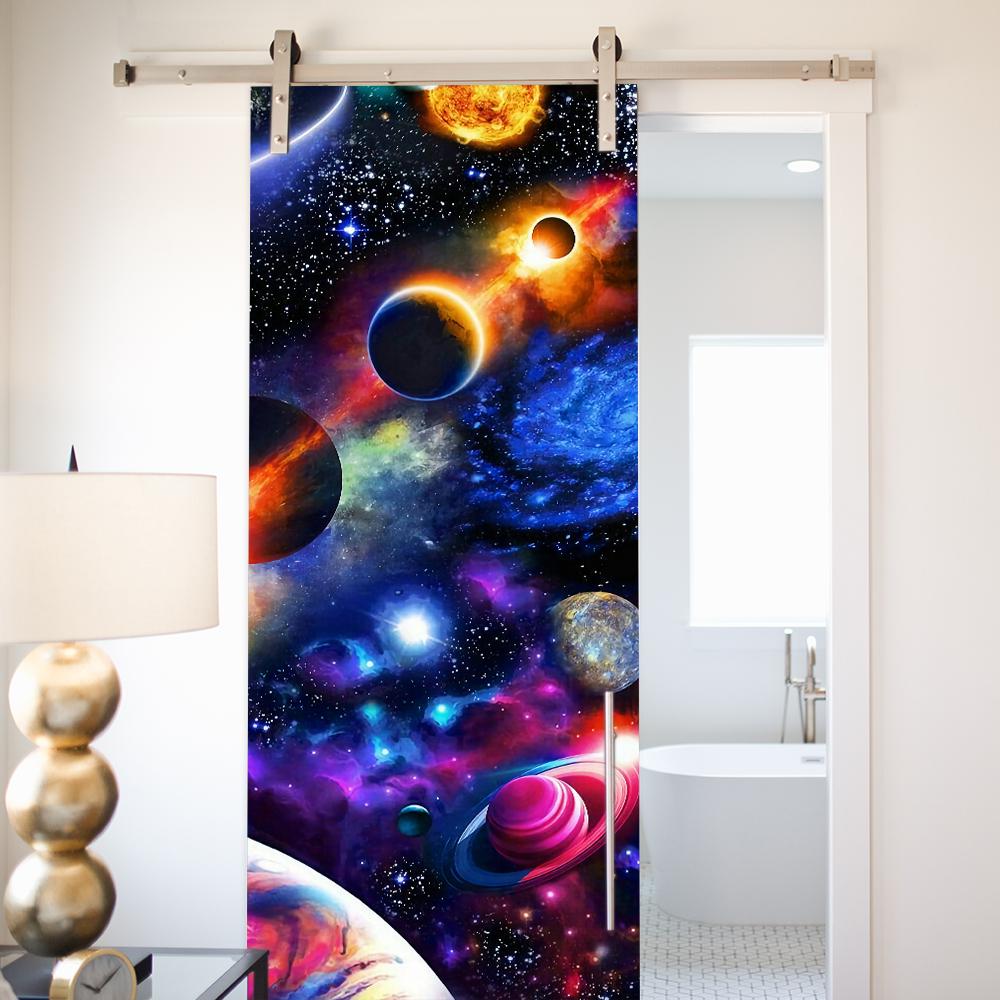 Nature Scenery Door Decal 3D Removable Vinyl Sticker, Adhesive Forest Pathway Wallpaper for Bedroom Entryway