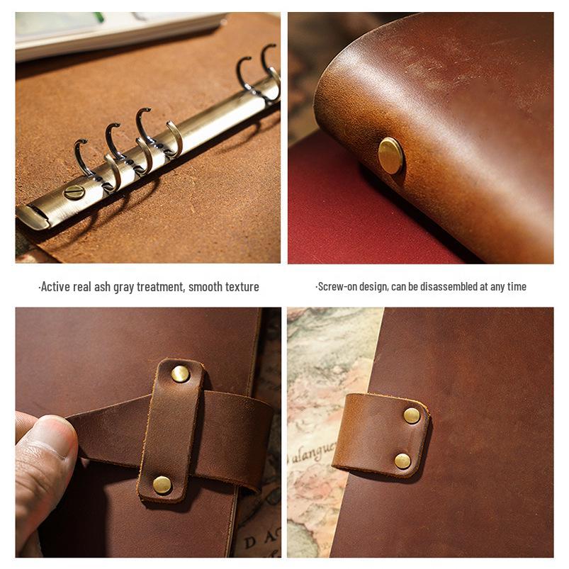 A5 Vintage Handmade European Style Notebook & A6 Diary, A7 Loose-Leaf Cowhide Notepad for Office and Business Use.