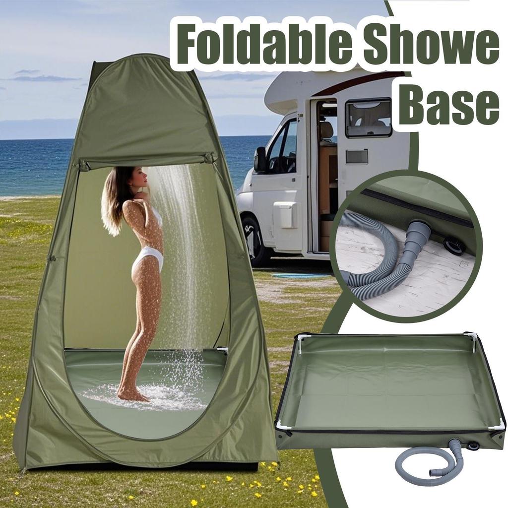 Foldable Camping Shower Tent Floor Base Outdoor Tent Shower Tray Folding Pan Pets Basin Base Beach Travel Hiking Accessories