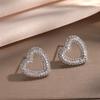 ZAKOL Loving Heart Zirconia Stud Earrings For Women Girls copper Color Metal Crystal Ears Accessories Wedding Zircon Gifts