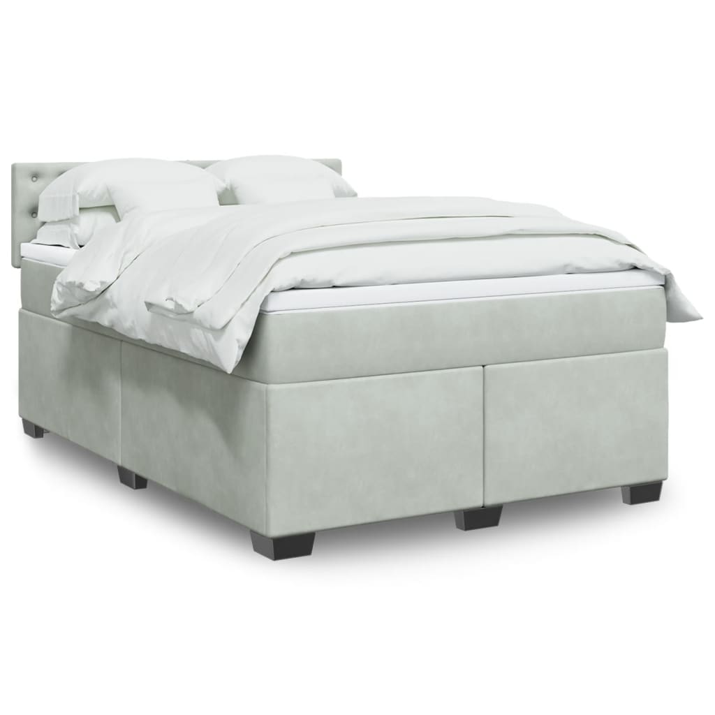 Vidaxl Letto Continentale Con Materasso, Grigio Chiaro, 140X190Cm, Velluto