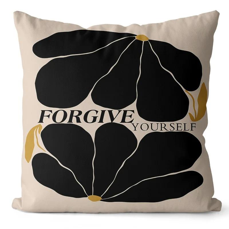 Office Living Room Home Pillowcase Black and White Simple Abstract Pattern Pillowcase Car Ornaments