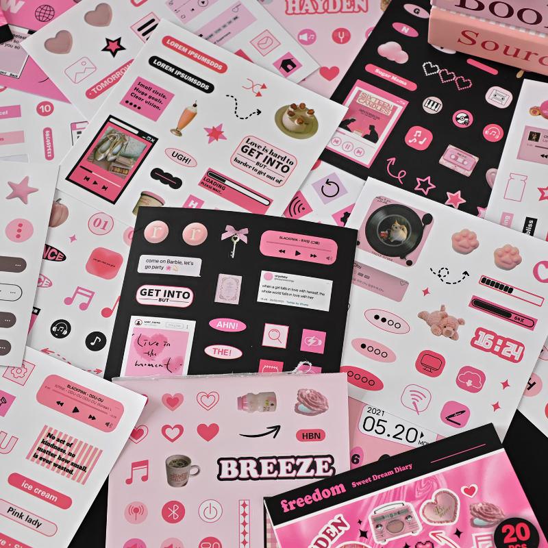 20 Sheets Mini Deco English Cutting-Free Handbook Daily Quotes Series Cut Film Sticker Book Diy Decorative Material Decals