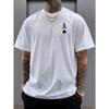 Tamanhos europeus Homem Ás de Espadas (Espada A) Camiseta com Estampa de Logo - Preta Casual Manga Curta Gola Redonda com Design Icônico de Carta de Poker