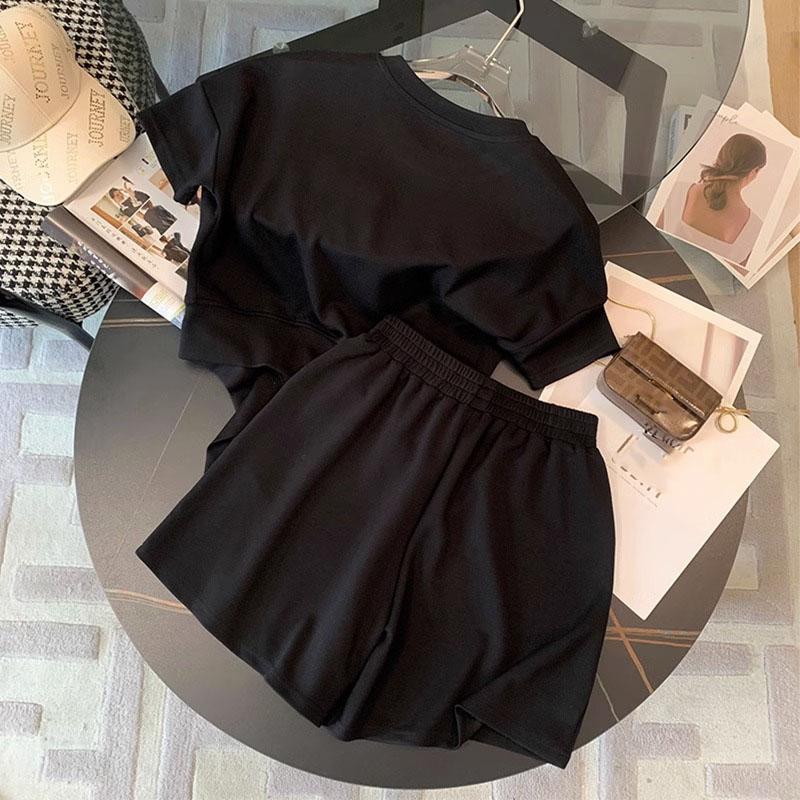 Summer Women Sexy Short Sleeve Tops T Shirt Shirts Elegant Party Casual Shorts Pockets 2 Pieces Sets Suits