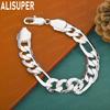 925 Sterling Silver 12mm Twist Ring Side Chain Beautiful Bracelet Gift Jewelry