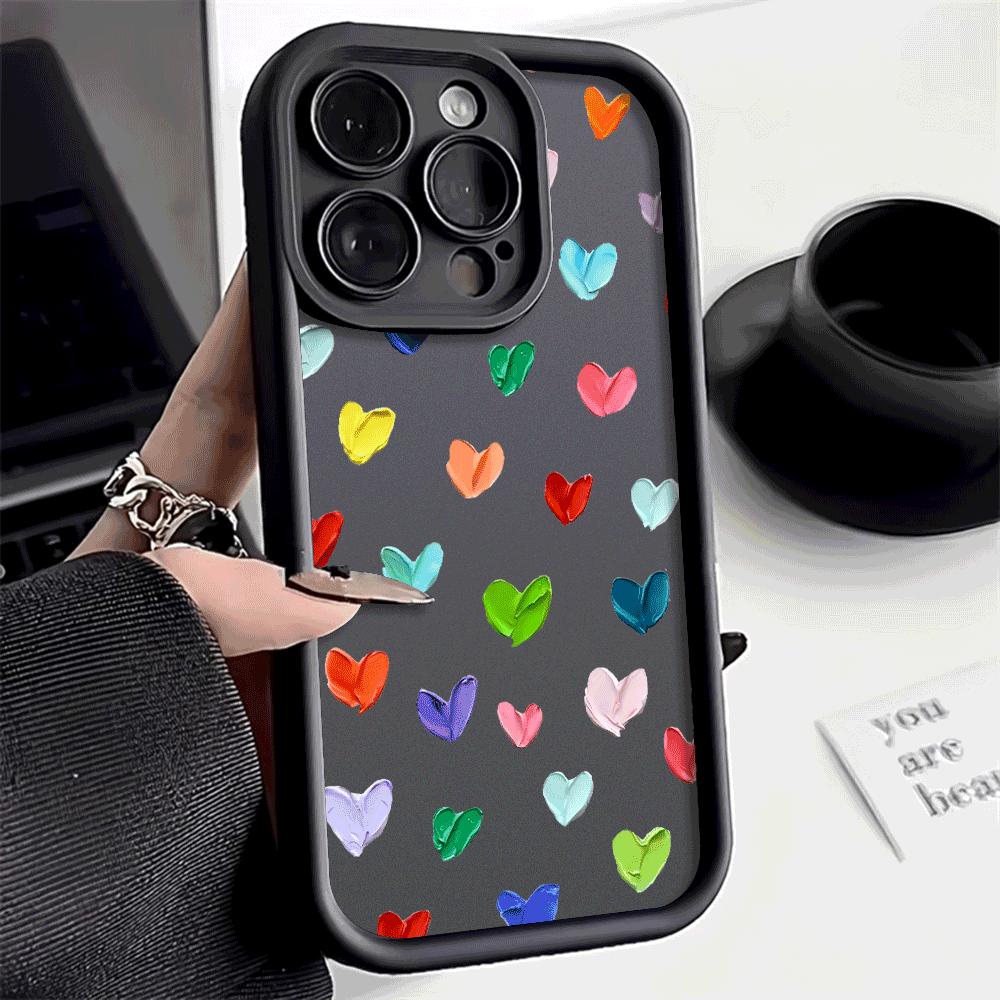 Colorful Paint Heart Pattern Shockproof Phone Case for Xiaomi Redmi Note 14 13 12 11 10 9 8 7 Pro Anti-Slip Soft TPU Cover