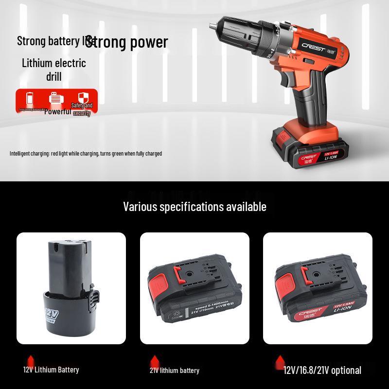 Ruid Electric Drill & Screwdriver Set: 12V, 16.8V, 21V Lithium Battery, Includes Pistol Drill & Charger