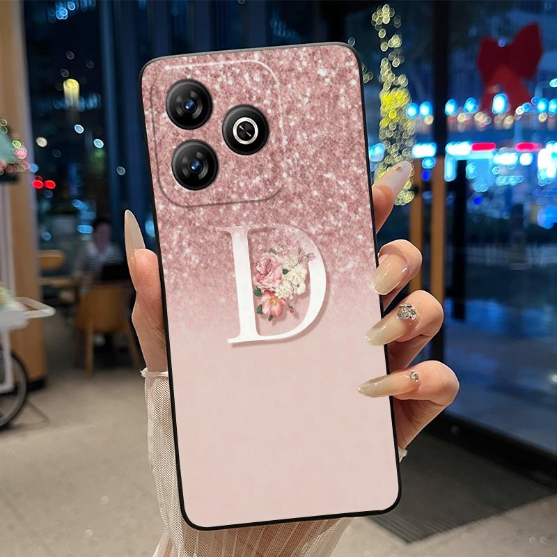 Fashion Letter With Flower Couple Case For ZTE Blade V60 4G/Axon 60 4G/Nubia V60 Soft Silicone Black Case Anti-scratch Shell
