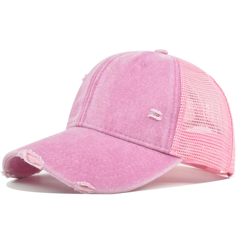Distressed washed baseball cap soft top duckbill retro mesh cap personalized couple's curved brim hat solid color sun hat