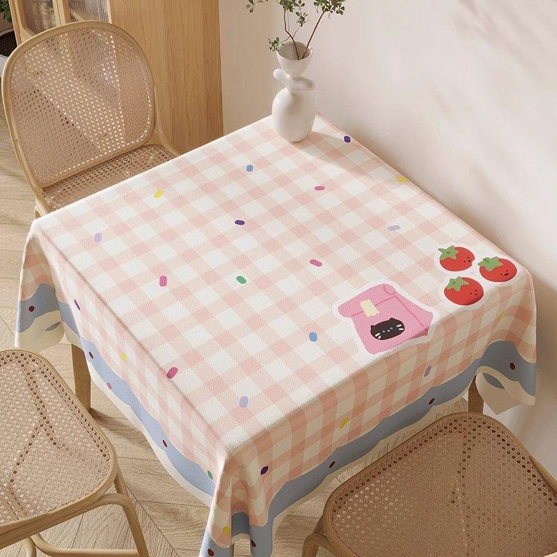 Square Table Tablecloth Waterproof, Oil-Proof And Anti-Scalding Square Household Small Fresh Dining Table And Chairs Modern And Simple
