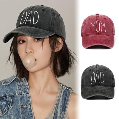 Neue DAD MOM Stickerei Baseballkappen Herren Damen Retro Gewaschene Baumwolle Snapback Papa Kappen Outdoor Sport Visier Sonnenhut Unisex