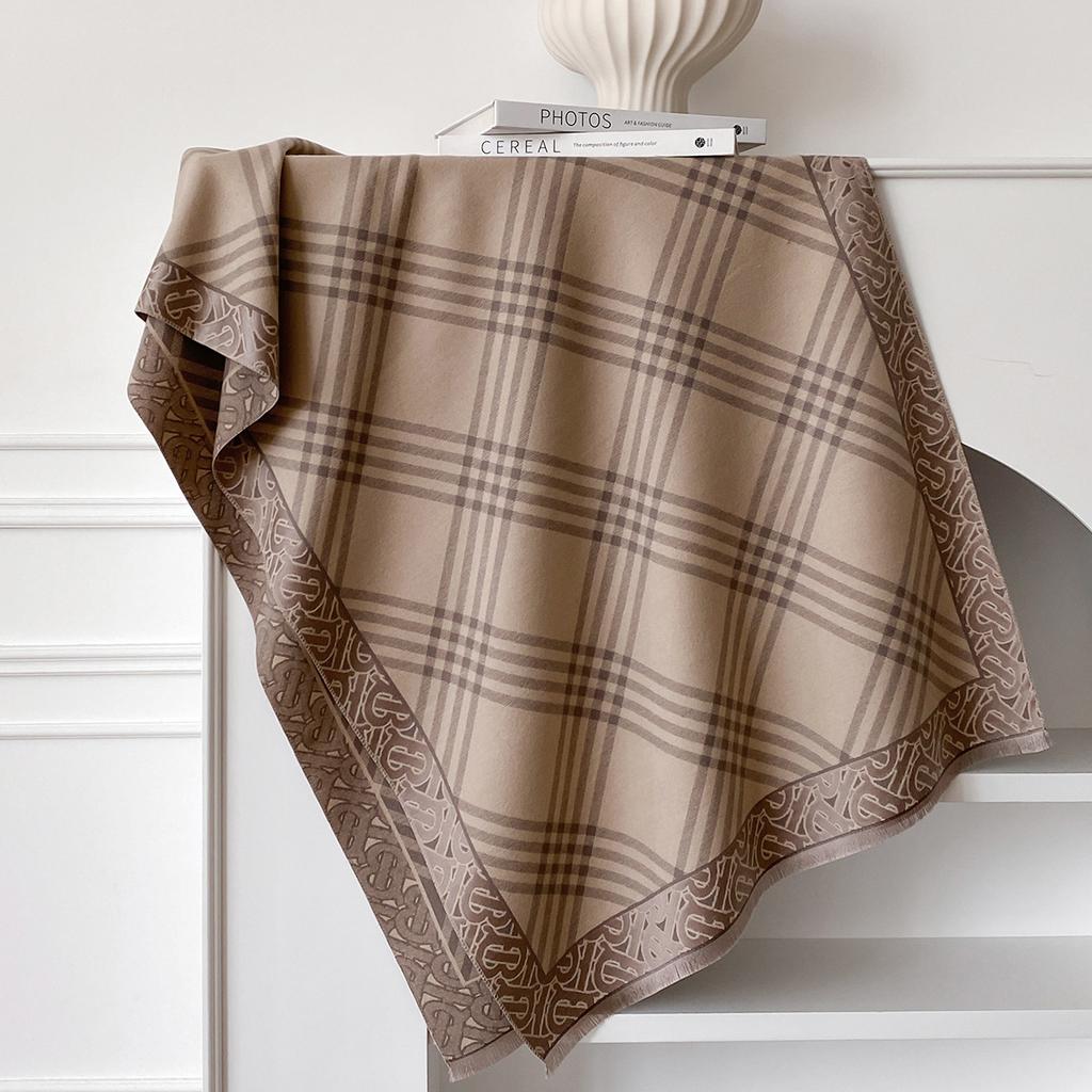 Plaid Shawl Women'S Autumn And Winter Versatile Cape High-End Sense Outer Blanket Imitation Cashmere Fringed Shawl