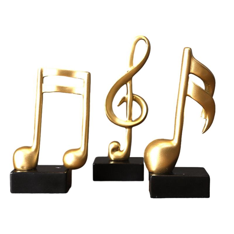 3PCS Music Note Decor Musical Sculpture Statue Resin Music Note Figurine For Home Piano Gifts Resin Ornaments