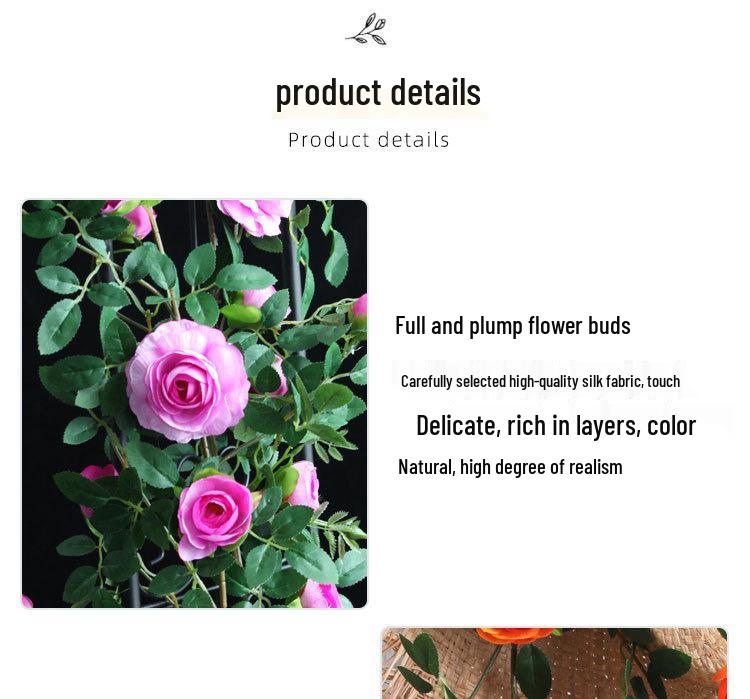 Artificial Rose Vine for Outdoor Decor - Hanging, Shading & Balcony Beautification