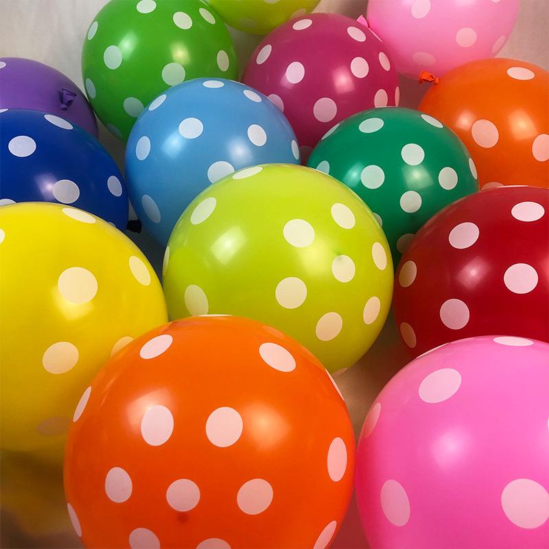 12-Inch Thickened Polka Dot Latex Balloons for Birthday, Party, Wedding, Room Decorations in Candy Colors.