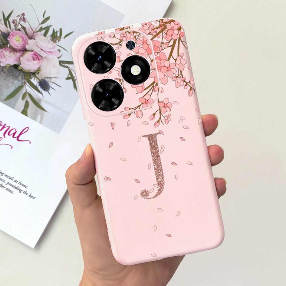 For Tecno Spark Go 2024 Case BG6 Cover Cute 26 Letters Crown Silicone Phone Cases For Tecno SparkGo 2024 Bumper Shockproof Funda