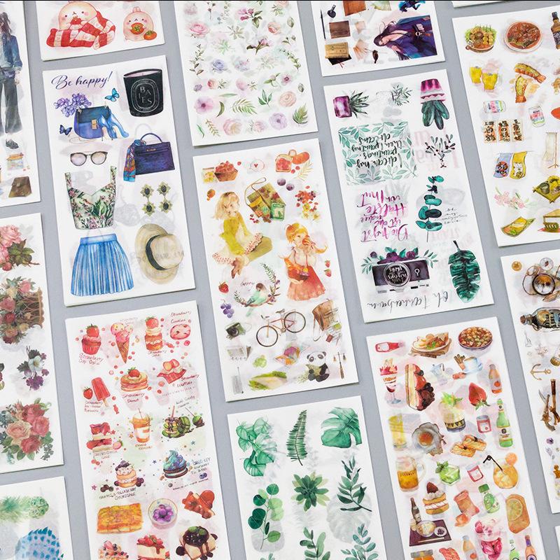 Handmade Fresh Style Stickers: 3 Sheets for DIY Albums & Journals