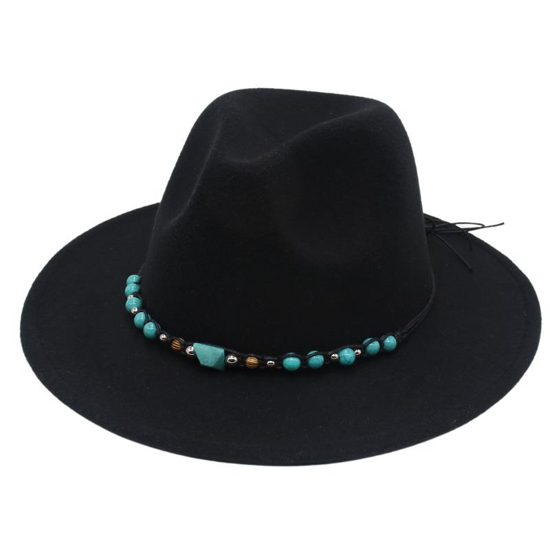Western Cowboy Top Hat Big Eaves Mountaineering Hat Spring Summer Emerald Felt Hat Ethnic Style Tibetan Hat
