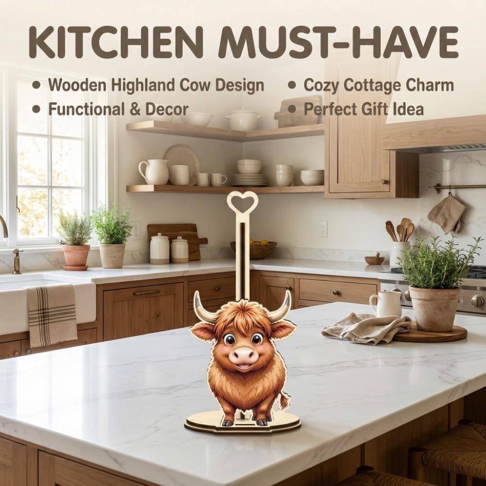 Animal Themed Animal Wooden Tissue Holder Food Wrap Wooden Kitchen Towel Rack Vertical Cloth and Towel Cartoon Cattle Cat Dog